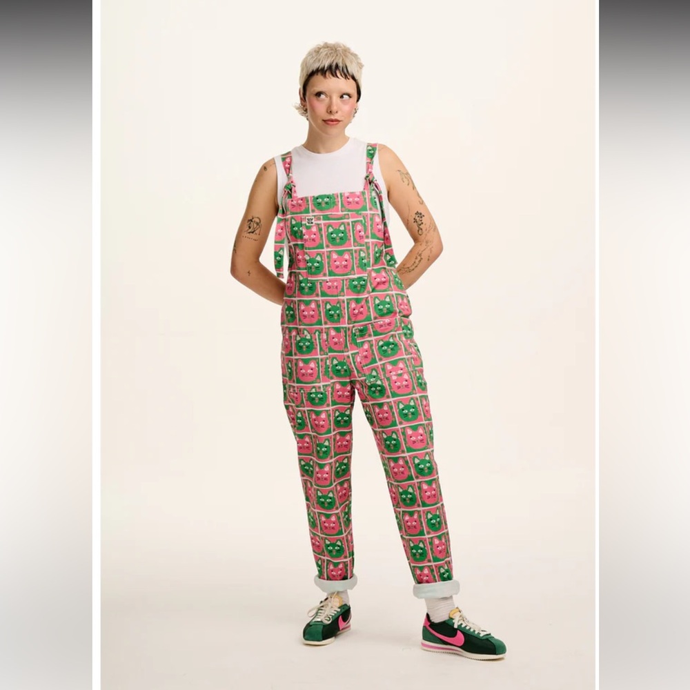 NWT Lucy and Yak exclusive Cat Print dungaree overalls